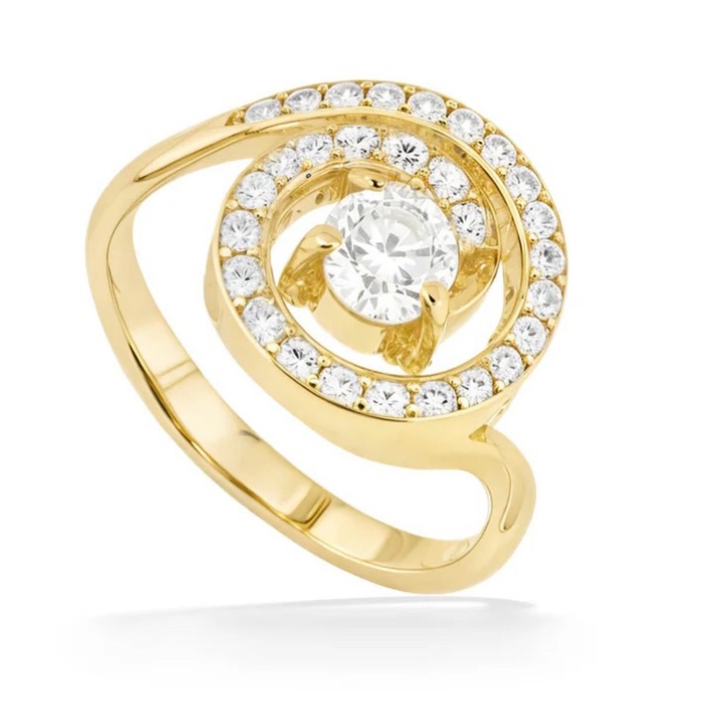 Na Hoku Gold Wave Ring with Pavé Set